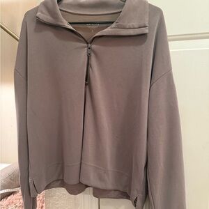 Athleta Quarter-Zip Top mocha xl